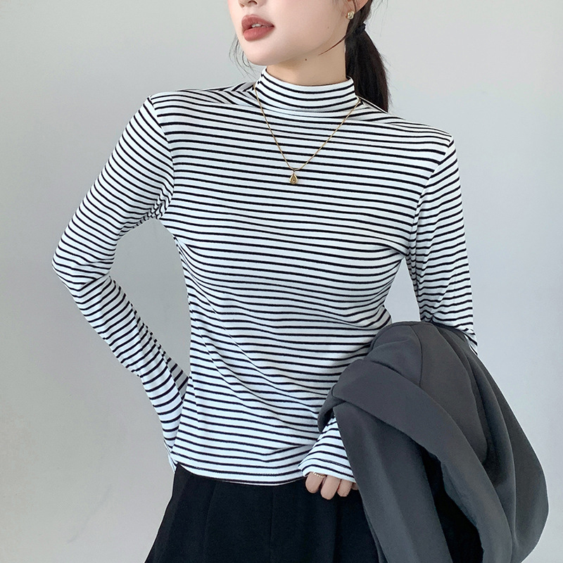 Classic Striped Women Mock Nec - Base Layer Top review and price
